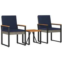 vidaXL Gartenmöbel Set 3-tlg. Grau/Marineblau