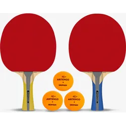 Tischtennis-Set 2 Schläger TTR 100 3* Allround und 3 Bälle orange TTB 100* 40+ SCHWARZ|ROT No Size