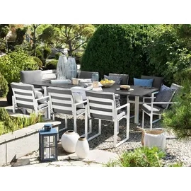 Beliani Gartenmöbel Set Weiß Dunkelgrau 8-Sitzer Terrasse Outdoor Modern - Grau/Weiß