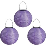 Youning Lampions Außen Wetterfest Solar LED Laterne Wasserdicht Hängende Solar Lampion für Außen 30cm Solarlaterne Outdoor Deko Nylon Papier Laterne Runde Gartenlampions Außenlaternen (3PCS/Lila)