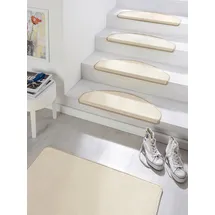 HANSE HOME »Fancy«, halbrund, 7 mm Höhe, 15 Stück, Treppenmatten, Selbstklebend, Stufenteppich, Treppenstufen beige ca. 23x65cm