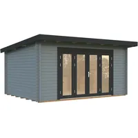 Palmako Gartenhaus Lea 14,2 m2 - 44 mm hellgrau/anthrazit