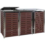 MCW Mülltonnenverkleidung K14 3er Walnuss-Holzoptik 120x200x85cm