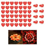 Herz Kerzen,Herzförmige Romantische,50 Pcs Kerzen Deko Für Valentinstag,Herz Kerzen Teelicht,Kerzensets,Rote Teelichter,Romantische Herz Kerzen,Romantic Heart Candles,Teelicht Rot für Valentinstag