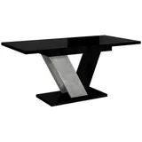 Home Collective Esstisch, Schwarz Hochglanz, Holzwerkstoff, Rechteckig, 80x75x160 cm, Esszimmer, Tische, Esstische