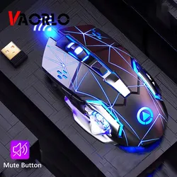 VAORLO 2,4G Wireless Gaming Maus 1600 DPI LED Wiederaufladbare Einstellbare Gamer Stille maus Stumm Gamer Maus Spiel Mäuse für PC Laptop