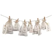 Frau WUNDERVoll befüllbarer Adventskalender Adventskalender Schneeflöckchen Baumwollbeutel weiß/creme grau|weiß