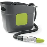 G F Garden G.F. SRL, Aquapop Grey Pro 15, selbstverlängernder Gewebeschlauch Made IN Italy, mit starrem Kunststoffbehälter, ergonomischer Mini-Gartenspritze, Anschlüsse zur Bewässerung von Gärten, dunkelgrau
