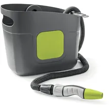 G F Garden G.F. SRL, Aquapop Grey Pro 15, selbstverlängernder Gewebeschlauch Made IN Italy, mit starrem Kunststoffbehälter, ergonomischer Mini-Gartenspritze, Anschlüsse zur Bewässerung von Gärten, dunkelgrau
