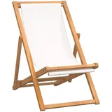 vidaXL Teak Liegestuhl Klappbar Sonnenliege Strandliege Gartenliege Strandstuhl Faltliege Campingstuhl Klappstuhl 56x105x96cm Creme