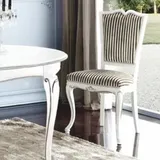 Casa Padrino Luxus Barock Esszimmer Stuhl Silber / Schwarz / Weiß / Silber - Barock Möbel - Made in Italy