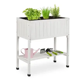 Relaxdays Hochbeet aus Tannenholz weiß