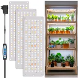 Aumtrly Pflanzenlampe, Vollspektrum-Pflanzenleuchten für Indoor Growing Großflächenbeleuchtung 3er-Pack, 414 LED-Anzuchtlampe Pflanzenleuchtplatte mit UL-Adapter, 6/12/16H Zeitschaltuhr
