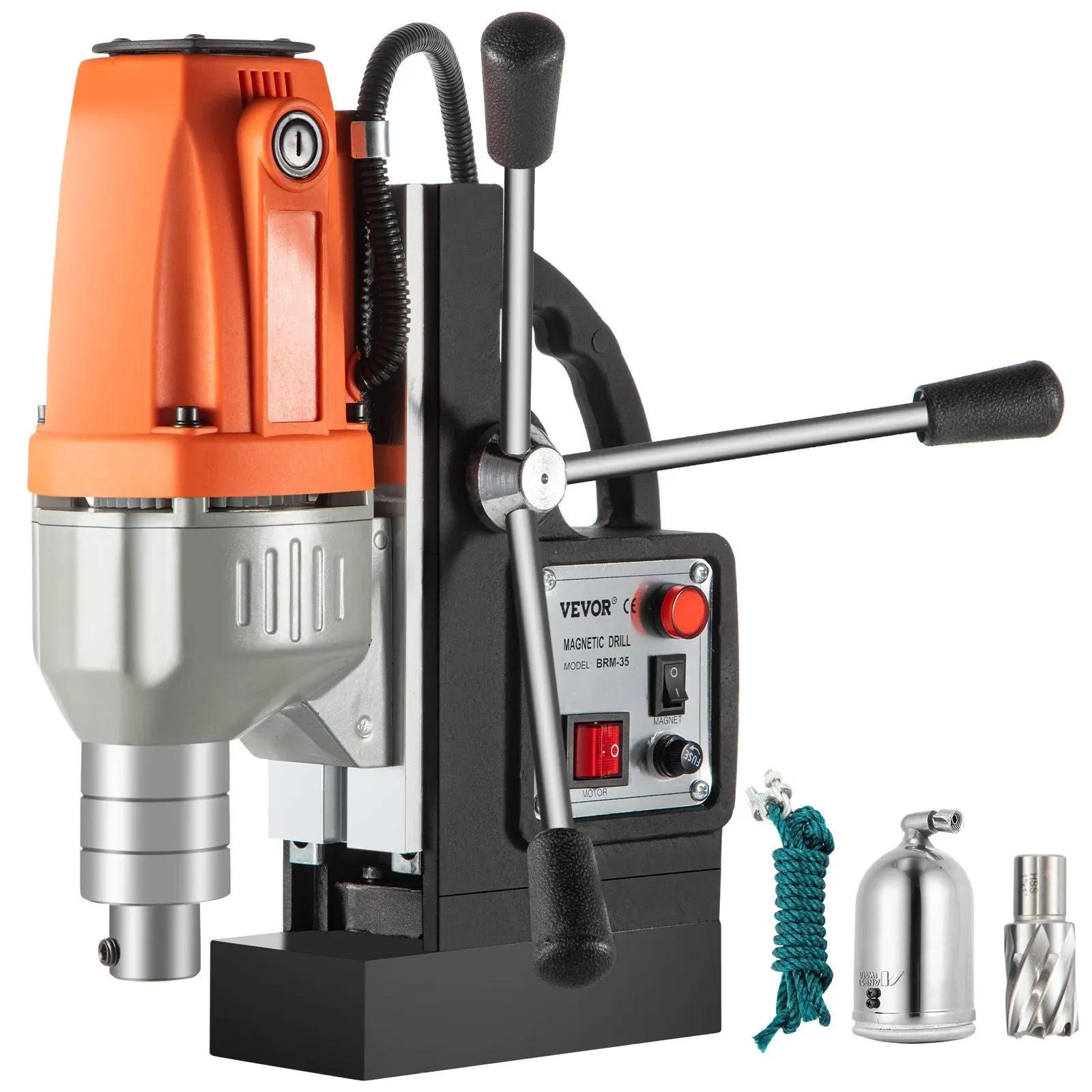 VEVOR Magnetbohrmaschine BRM35 160 x 80 mm Kernbohrungen Kernbohrmaschine Magnetic Core DrillsSicherheit Mühelos Kernbohrer Satz mit Kohlebürste Rutschfest Tragbar Dauerhaft für Stahlkonstruktiong