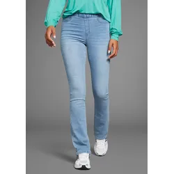 Jeansjeggings ARIZONA "Bootcut mit leichtem Thermo Effekt", Damen, Gr. 48, N-Gr, blau (bleached), Denim/Jeans, Obermaterial: 72% Baumwolle, 26% Polyester, 2% Elasthan, Basic, lang, Jeans, High Waist