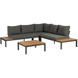 Gartenecksofa La Vida aus Teakholz, Anthrazit