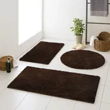LIVEINU Badematte rutschfest, Badvorleger waschbar, Badezimmer-Teppich, WC Deko, Duschvorleger für Dusche und Badewannen weich und als Set kombinierbar, Dunkelbraun, 60x120cm