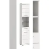 VCM Ebuy24 Scout Hochschrank Bad 2 Türen, 1 Schublade, 2 Regale Weiß hochglanz, weiß.