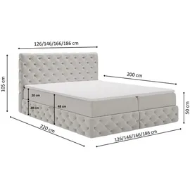 kaiser möbel Chesterfield-Kontinentalbett Luxury Stoff Royal Velvet Silber 120x200 cm - Silber