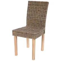 Mendler 4er-Set Esszimmerstuhl Littau, Korbstuhl Stuhl Küchenstuhl, Kubu-Rattan