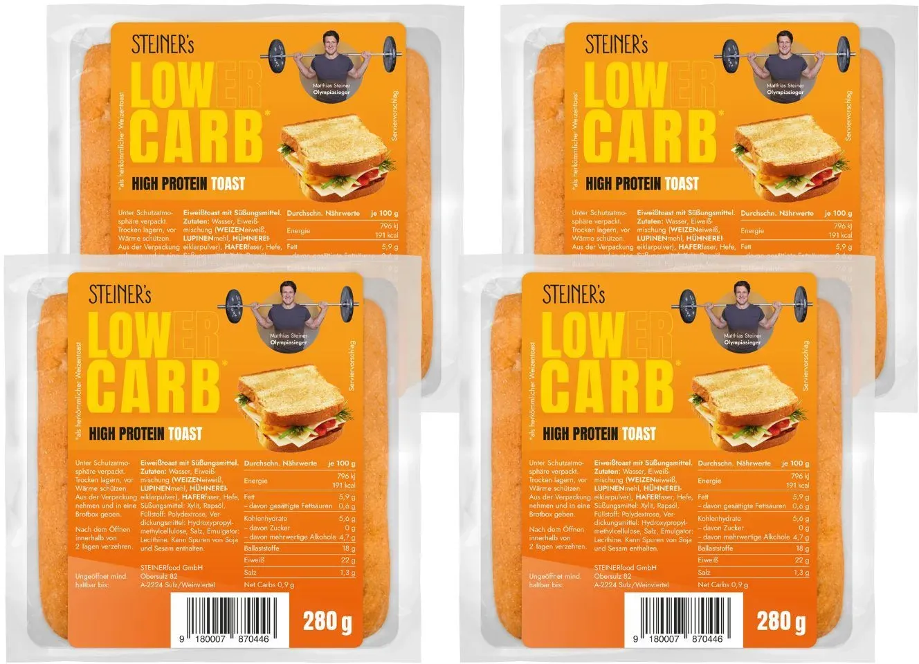 Low Carb High Protein Toast 4x280 g