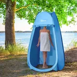 Outsunny Pop-up-duschzelt, Faltbares Und Tragbares Toilettenzelt, Uv-beständig, Inklusive Tragetasche, Für Strand, Angeln, Wandern, Baden Und Outdoor-aktivitäten, Blau