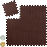 Relaxdays 18 x Bodenschutzmatte, Holzoptik, braun