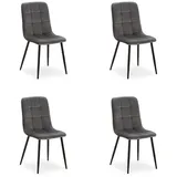 Homestyle4u Esszimmerstuhl 4er Set in Anthrazit Samt 2328,