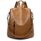 DIRRONA Damen Rucksack Beiläufig Diebstahlschutz Daypack Reise Wasserdicht Büro Geschäftsreise PU Leder Cabrio Multifunktion Große Rucksack Schultertaschen Braun
