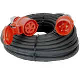 NWP CEE-Verlängerung 25m 400V 16A, Schwarz, IP44 5x2,5 mm2 H07RN-F - Gummischlauchleitung, Verlängerungskabel für Baustelle, Industrie, Außenbereich