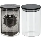 Excellent Houseware Glasbehälter Küchenbehälter Vorratsdose mit Silikondichtung Deckel aus Bambusholz für Kaffee lose Produkte 575 ml - Transparent