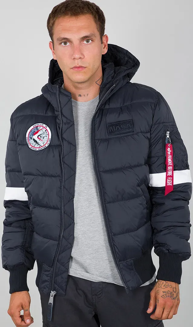 Alpha Industries Hooded Puffer FD NASA Jas, blauw, 3XL Voorman