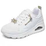 SKECHERS Mädchen UNO Gen1 Trendy Jewels Turnschuhe, White Synthetic Gold Trim, 29 EU - 29 EU
