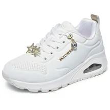 SKECHERS Mädchen UNO Gen1 Trendy Jewels Turnschuhe, White Synthetic Gold Trim, 29 EU - 29 EU