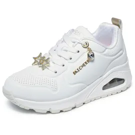 SKECHERS Mädchen UNO Gen1 Trendy Jewels Turnschuhe, White Synthetic Gold Trim, 29 EU - 29 EU