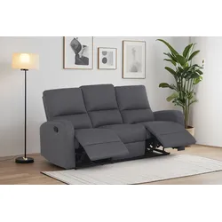 3-Sitzer HOME AFFAIRE "TOURNAY manuelle Relaxfunktion, Liegefunktion (105-135), Webstoff", grau (dunkelgrau), B:188cm H:96cm T:93cm, Sofas, Reclinerfunktion in 2 Sitzen (links u. rechts)