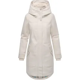 Ragwear Damen atmungsaktiver langer Wintermantel in Wollmantel-Optik warme Winterjacke Jannisa Coat YOUMODO Ecru Gr. 6XL - 6XL