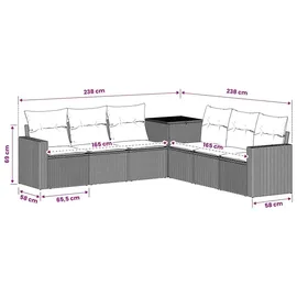 vidaXL Sofa Set 7-tlg. braun/creme weiß