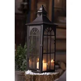 Dekoleidenschaft Laterne aus Metall & Glas 45 cm hoch Hängelaterne braun