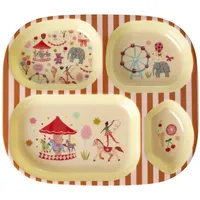 Rice Kinderteller mit 4er Einteilung pink Fun Fair Print