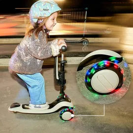 Kinderkraft Halley 2 Balance-Scooter 2-in-1, Sitz höhenverstellbar (25-33 cm), 4-Fach Verstellbarer Lenker, LED-Räder, klappbar, ab 18 Monate, rutschfeste Trittflächen, Grün