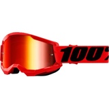 100% Strata 2 Goggle Wintersportbrille Rot Unisex Zylindrische (flache) Linse