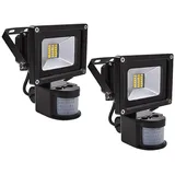 Greenmigo 2X 20W LED Strahler Fluter+Bewegungsmelder Warmweiß Warmweiss Objektbeleuchtung Wandstrahler Flutlicht AußenStrahler Gartenlampe IP65 8... - Schwarz