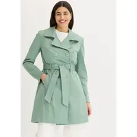 bonprix Trenchcoat mit abnehmbarem Bindegürtel, 2-Reiher grün S (36)