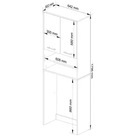 abamihome Waschmaschinenumbauschrank 64 x 30 x 180 cm Braun