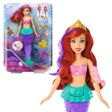 Mattel DISNEY Arielle - Meerjungfrauenpuppe mit Farbwechseleffekt, inklusive Seepferdchen-Freund, Diadem, Halskette und Dingelhopper für Unterwasserabenteuer, HPD43