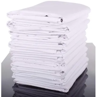 Glatte Bettlaken Betttuch Haustuch ohne Gummizug, in 100% Baumwolle, weiß, auch für Tischdecken/Sommerlaken in vielen Größen (200 x 220 cm)