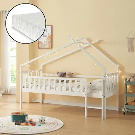 [en.casa] Hausbett Sotkamo 90 x 200 cm Kiefer massiv weiß