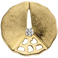 Schmuck Krone Kettenanhänger Anhänger aus 585 Gelbgold eismattiert mit Brillant, Gold 585 goldfarben