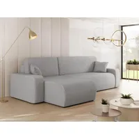 MIRJAN24 Ecksofa Piano L Cord, Wohnzimmer Eckcouch mit Bettkasten und Schlaffunktion, Schwarze Füße, Wellenfeder, L-Form (Farbe: Poso 110) - Grau